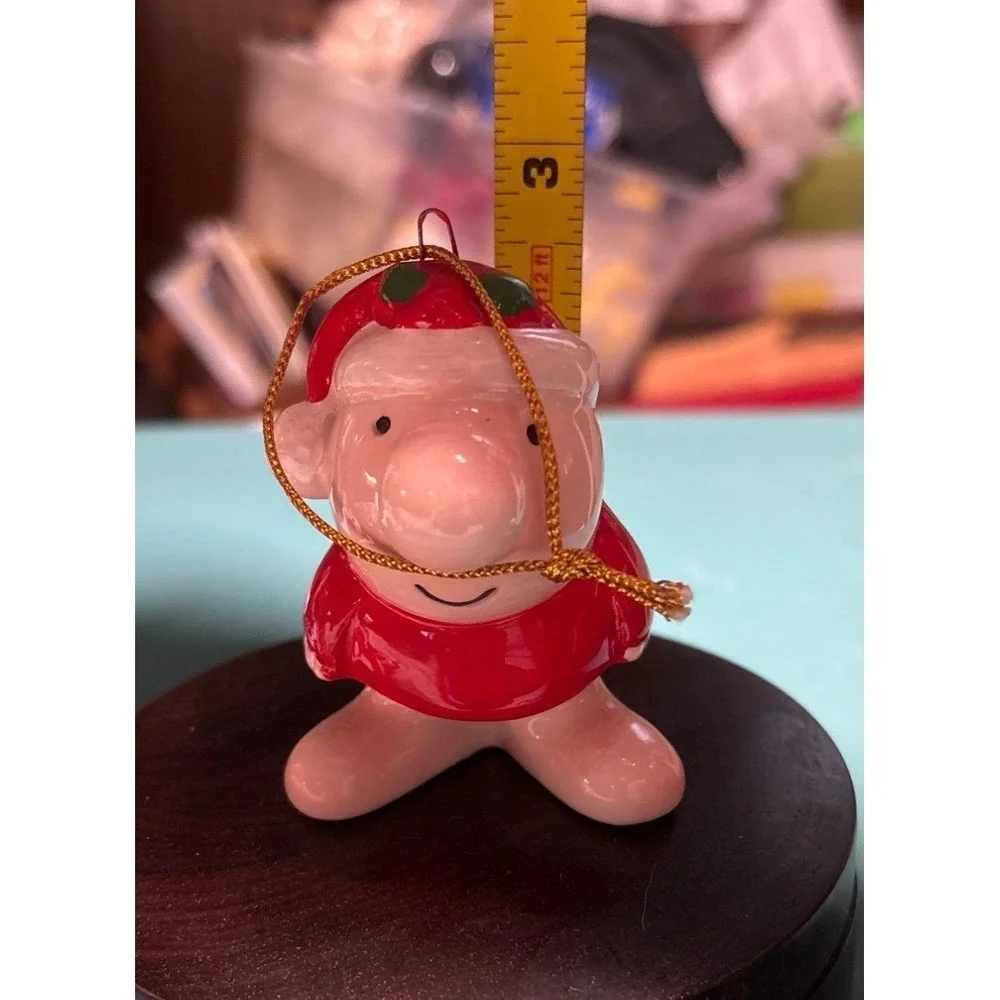 Ziggy Santa Claus Ornament Figurine Japan 1980 Ceramic Red & White Christmas Hol